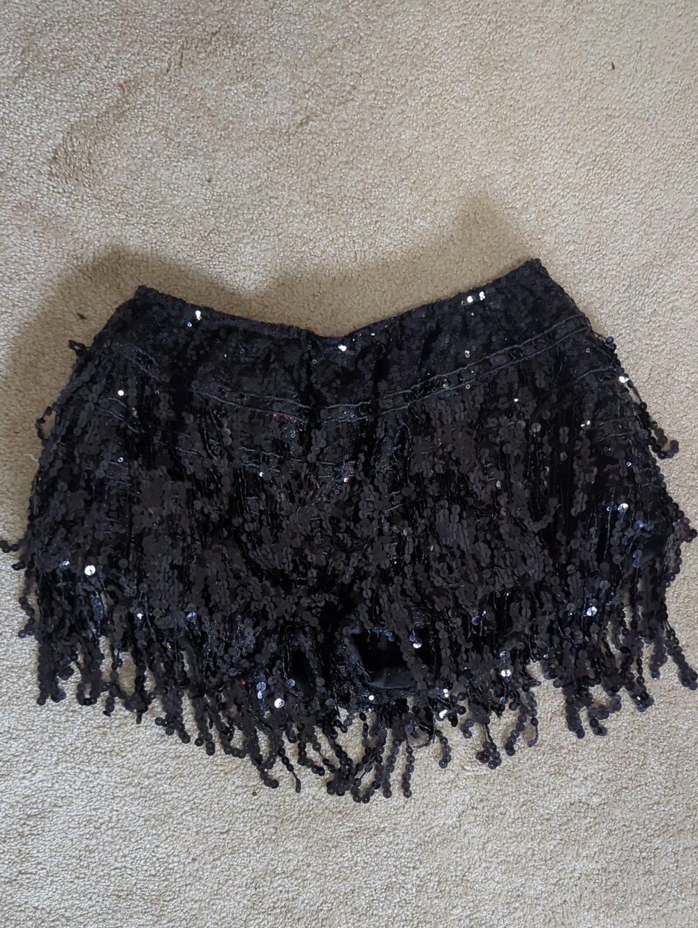 Black Sequin Mini Skirt With Shorts